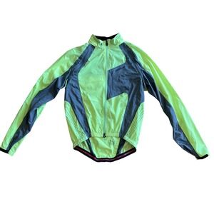 Specialized Cycling Jacket Neon Yellow Gray Long Sleeve Lightweight Windbreaker